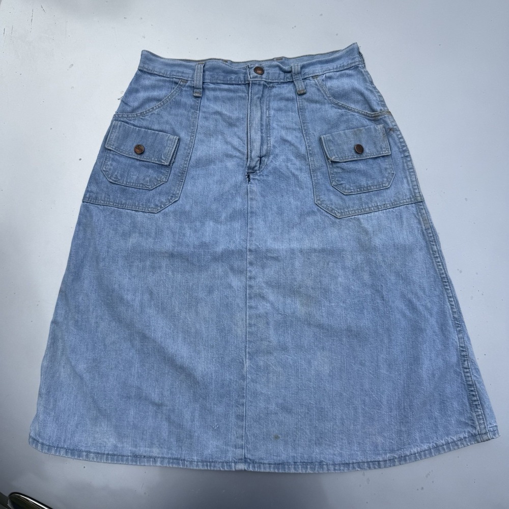 Vtg 80s 70s Maverick Denim Skirt Talon Zip Made In USA Tagged 13/14